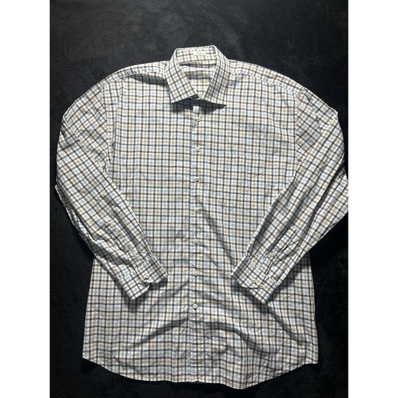 Peter Millar Summer Comfort checkered long sleeve button-down shirt size XXL - Picture 2 of 6